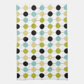 Aqua Blue Green Yellow Circles on Black Lines Geschirrtuch (Vertikal)