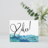 Aqua Blue Green Yikes! Humorale Hochzeit Postkarte (Stehend Vorderseite)