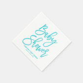 Aqua Blue Hand Letted Baby Shower Paper Napkins Serviette (Ecke)