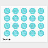 Aqua Blue Hand Letter Custom Baby Shower Sticker (Blatt)