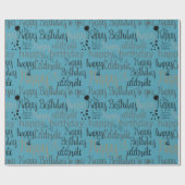 Aqua Blue Happy Birthday Geschenkpapier (Flach)