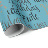 Aqua Blue Happy Birthday Geschenkpapier (Rolleneckpunkt)