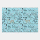 Aqua Blue Happy Birthday   Geschenkpapier Set (Vorderseite)