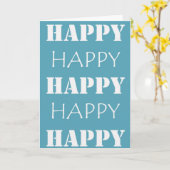 Aqua Blue Happy Happy Birthday Karte (Gelbe Blume)