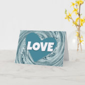 Aqua Blue Heart of Liebe Valentine's Day Card Karte (Gelbe Blume)