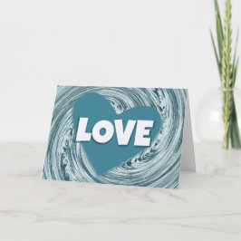 Aqua Blue Heart of Liebe Valentine's Day Card Karte