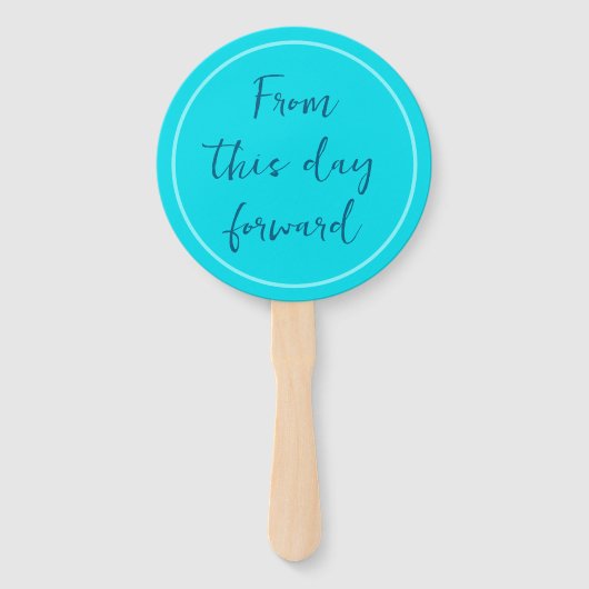 Aqua Blue Heart Shaped Wedding Fans Fächer (Rückseite)