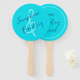 Aqua Blue Heart Shaped Wedding Fans Fächer