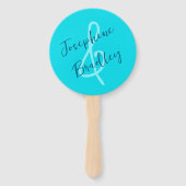 Aqua Blue Heart Shaped Wedding Fans Fächer (Vorderseite)