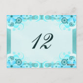 Aqua Blue Hibiskus Wedding Tischnummer Card (Rückseite)