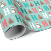 Aqua Blue Ho Ho Ho Armadillo Geschenkpapier (Rolleneckpunkt)