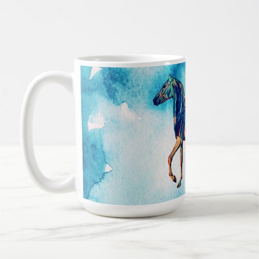 Aqua Blue Horse Tasse Cup (Links)