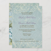 Aqua Blue Hydrangea Swirl Floral Blume Hochzeit Einladung (Vorne/Hinten)