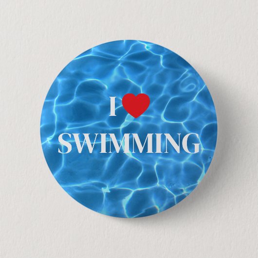 Aqua Blue I Liebe Schwimmbad Button (Vorderseite)