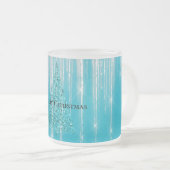Aqua Blue Icicles Sparkle Christmas Tree Mattglastasse (VorderseiteRechts)