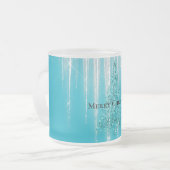 Aqua Blue Icicles Sparkle Christmas Tree Mattglastasse (Vorderseite Links)