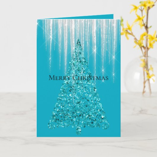 Aqua Blue Icicles Sparkle Karte (Gelbe Blume)
