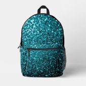 Aqua Blue Imitate Glitzer Glitzern und Schwarz Bedruckter Rucksack (Vorderseite)