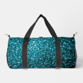 Aqua Blue Imitats Glitzer Glitzern Duffle Bag (Vorderseite)