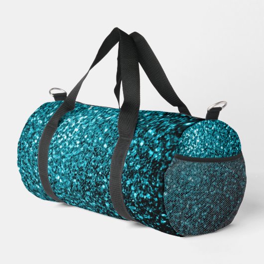 Aqua Blue Imitats Glitzer Glitzern Duffle Bag (Rechte Ecke)