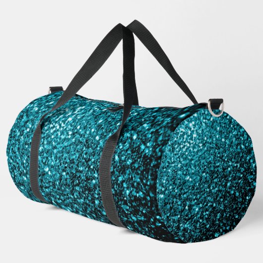 Aqua Blue Imitats Glitzer Glitzern Duffle Bag (Linke Ecke)