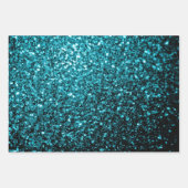 Aqua Blue Imitats Glitzer Glitzern Geschenkpapier Set (Vorderseite 3)