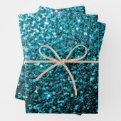 Aqua Blue Imitats Glitzer Glitzern Geschenkpapier Set (Beispiel)