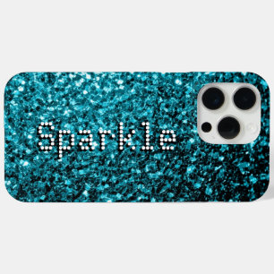 Aqua Blue Imitats Glitzer Glitzern Ihr Text Case-Mate iPhone Hülle