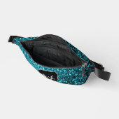Aqua Blue Imitats Glitzer Glitzern Monogram Bauchtasche (Offen)