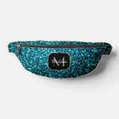 Aqua Blue Imitats Glitzer Glitzern Monogram Bauchtasche (Ablage )