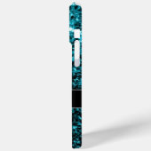 Aqua Blue Imitats Glitzer Glitzern Monogram Case-Mate iPhone Hülle (Rückseite / Links)