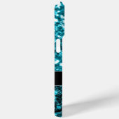 Aqua Blue Imitats Glitzer Glitzern Monogram Case-Mate iPhone Hülle (Rückseite / Rechts)