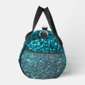 Aqua Blue Imitats Glitzer Glitzern Monogram Duffle Bag (Rechts)