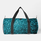 Aqua Blue Imitats Glitzer Glitzern Monogram Duffle Bag (Rückseite)