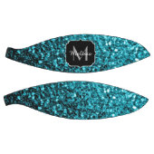 Aqua Blue Imitats Glitzer Glitzern Monogram Name Basketball (Panele)