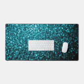 Aqua Blue Imitats Glitzer Glitzern Schreibtischunterlage (Tastatur & Maus)