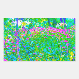 Aqua Blue Impressionistische Gartenanlage Landscha Rechteckiger Aufkleber