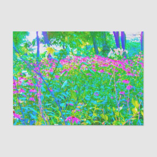 Aqua Blue Impressionistische Gartenanlage Landscha Seidenpapier (Vorderseite)