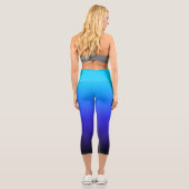 Aqua Blue Indigo und Black Ombre Capri Leggings (Rückseite)