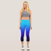 Aqua Blue Indigo und Black Ombre Capri Leggings (Vorderseite)