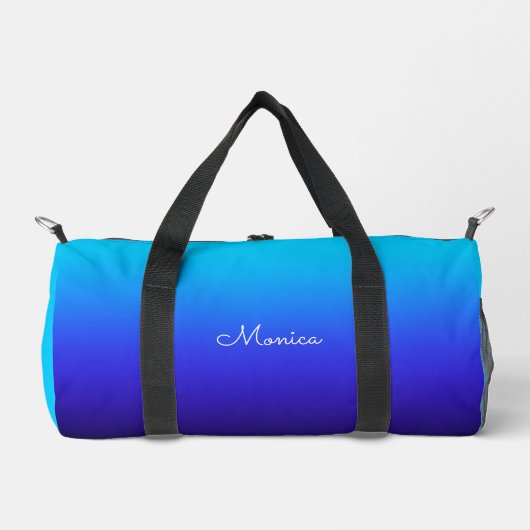 Aqua Blue Indigo und Black Ombre Duffle Bag (Vorderseite)