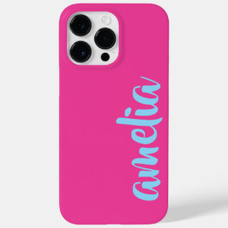 Aqua Blue individuelle Name Drehbuch Rosa I Handy Case-Mate iPhone 14 Pro Max Hülle