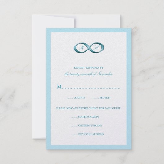 Aqua Blue Infinity Hand Clasp Wedding RSVP Card (Vorderseite)