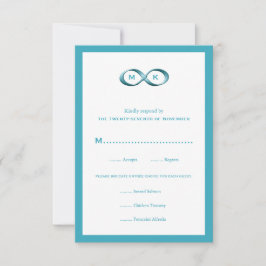 Aqua Blue Infinity Hand Clasp Wedding RSVP Card Karte