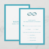 Aqua Blue Infinity Hand Clasp Wedding RSVP Card Karte (Vorne/Hinten)