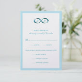 Aqua Blue Infinity Hand Clasp Wedding RSVP Card Karte (Stehend Vorderseite)