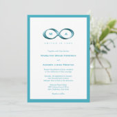 Aqua Blue Infinity Hand Clasp Wedite Einladung (Stehend Vorderseite)