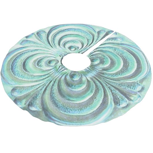 Aqua Blue Iridescent Design Polyester Weihnachtsbaumdecke (Schrägansicht)