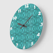 Aqua Blue Island Tribal Wall Clock Große Wanduhr (Winkel)