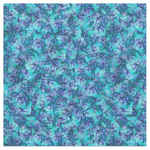 Aqua Blue Jacaranda Tree Abstract Design, Stoff